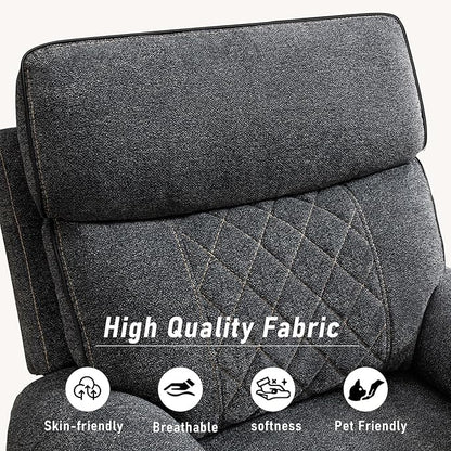 Electric Recliner Chair, Soft Fabric Power Recliners with Metal Cup Holders, Single Overstuffed Heavy Duty Reclining Sofa Chairs for Living Room Bedroom, Dark Grey
