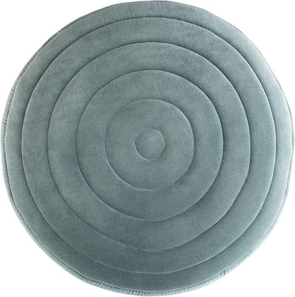 SIMPLIHOME Vivienne Boho Round Pouf in Turquoise Velvet Fabric for the Living Room, Bedroom and Kids Room