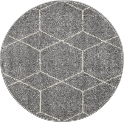 Unique Loom Trellis Frieze Collection Area Rug - Geometric (3' Round, Light Gray/ Ivory)