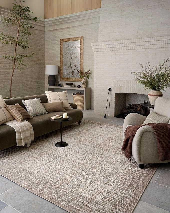 Loloi Amber Lewis Bexley Collection BEX-06 Natural/Taupe 6'-6" x 9'-3" Area Rug Neutral, Textured, Living, Bedroom, Dining, Carpet