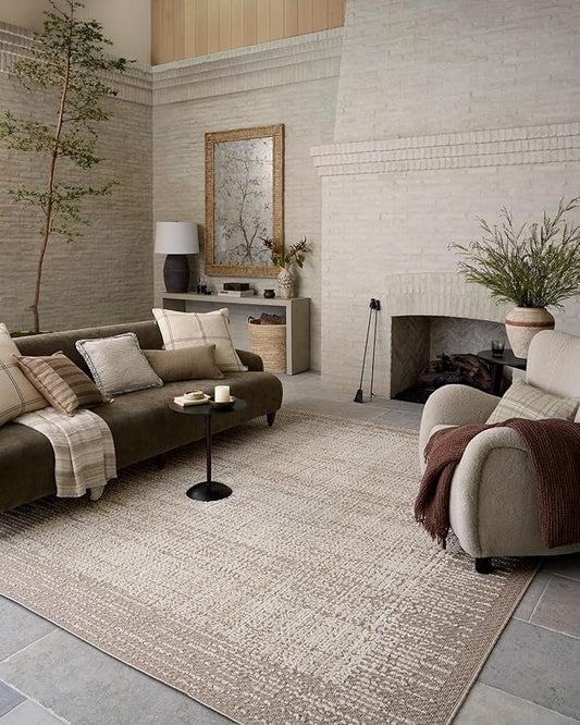 Loloi Amber Lewis Bexley Collection BEX-06 Natural/Taupe 11'-6" x 15' Area Rug Neutral, Textured, Living, Bedroom, Dining, Carpet