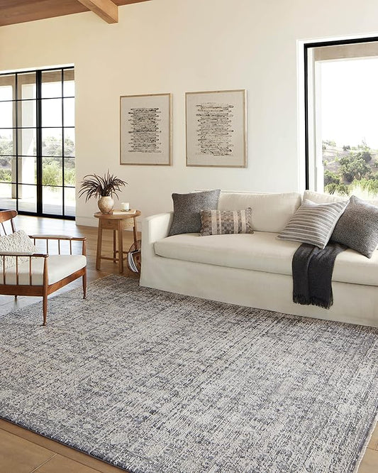 Loloi Amber Lewis Alie Collection ALE-03 Charcoal/Dove 5'-3'' x 5'-3'', .13'' Pile Height, Round Area Rug
