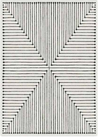 RUGGABLE x Jonathan Adler Machine Washable Modern Area Rug – Inkdrop Black & Ivory 10x14, Stain-Resistant, Non-Slip – Large Rugs for Living Room, Bedroom, Hallway, Entryway & Office–with Standard Pad