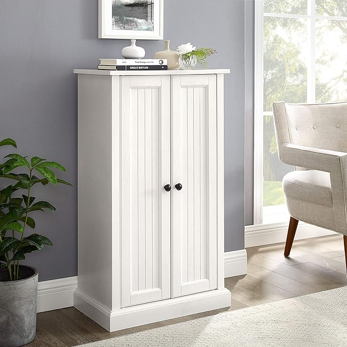 Crosley Furniture Seaside Accent Storage Cabinet, Bar, Buffet for Kitchen, Living Room, or Entryway, White