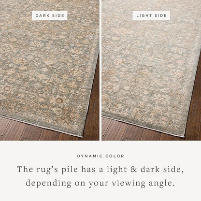 Loloi Chris Loves Julia Palma Collection PLM-05 Blue/Natural 6'-3" x 9'-6" Area Rug Vintage Style Boho Living Room Bedroom Carpet