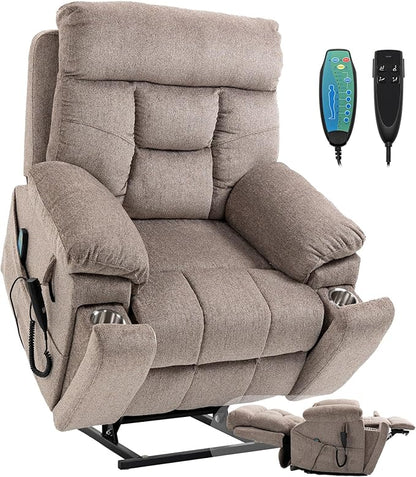 Lift Chair Recliners Lay Flat Sleeping Dual Motor for Elderly Infinite Position Recliner with Heat Massage Up to 400 LBS Electric Power Lift Recliner