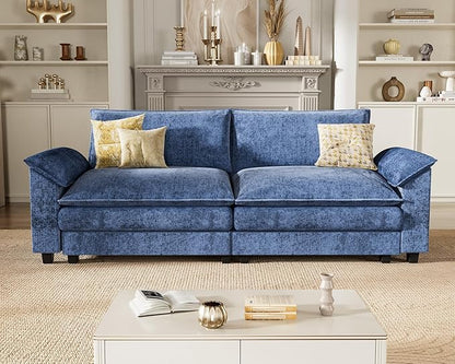 Homall 80" Modular Sectional Sofa, Loveseat Sofa Couch with Double-Layer Cushion, DIY Combination Chenille Deep 2-Seat Cloud Couch for Living Room, Apartment (Dark Blue, Loveseat Sofa)