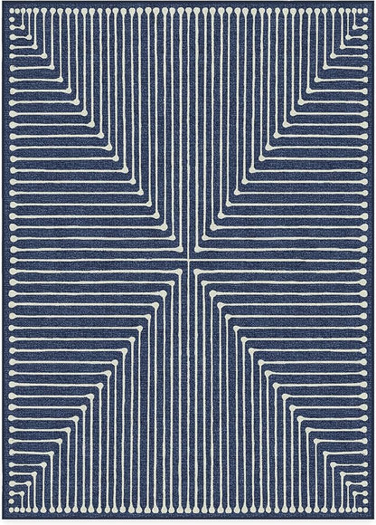 RUGGABLE x Jonathan Adler Machine Washable Modern Area Rug – Inkdrop Lapis Blue 10x14, Stain-Resistant, Non-Slip – Large Rugs for Living Room, Bedroom, Hallway, Entryway & Office–with Cushioned Pad