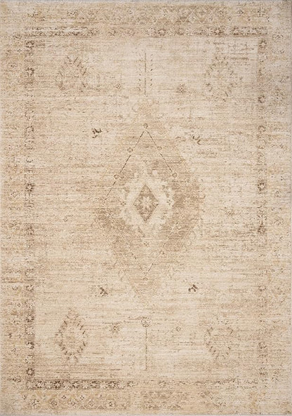 Loloi Chris Loves Julia Palma Collection PLM-06 Natural/Smoke 7'-10" x 10' Fringe Area Rug Vintage Style Boho Living Room Bedroom Carpet
