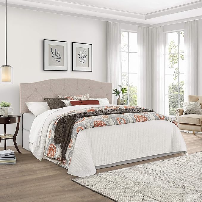 Hillsdale Provence Upholstered, King/Cal King Headboard with Frame, Light Beige
