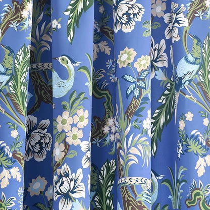 Lush Decor Dolores Light Filtering Window Panels, Pair, 52" W x 84" L, Blue & Green - Floral Curtains for Bedroom - Vintage Curtains - Coquette Room Decor