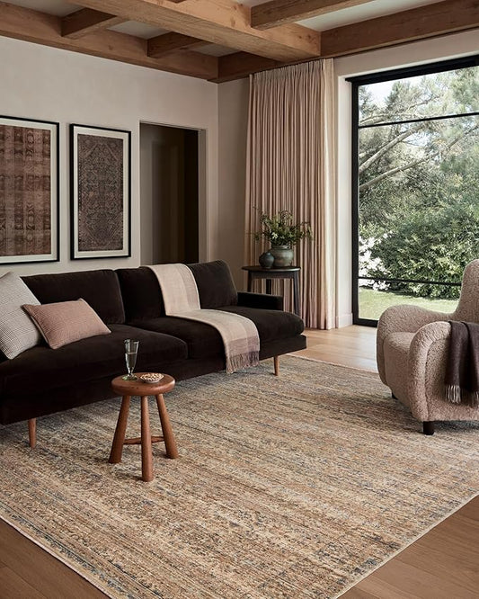 Loloi Amber Lewis Molly Collection MOL-01 Natural/Denim 8'-6" x 12' Low Pile Area Rug