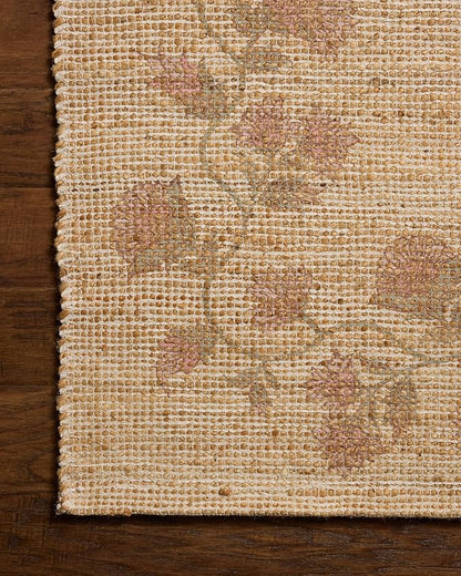 Loloi Chris Loves Julia Rue Collection RUE-05 Natural/Multi 8'-6" x 11'-6" Area Rug Jute Neutral Floral Living Room Bedroom Rug