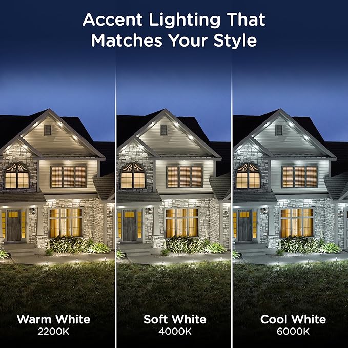 Enbrighten Vibe Eternity Accent Permanent Outdoor Lights for House, 150ft, 36 RGBWIC LEDs, Wide Spacing, 94lm, Tunable White, Everyday Eave Lighting, Smart App, Works with Alexa, Google Home, 85715