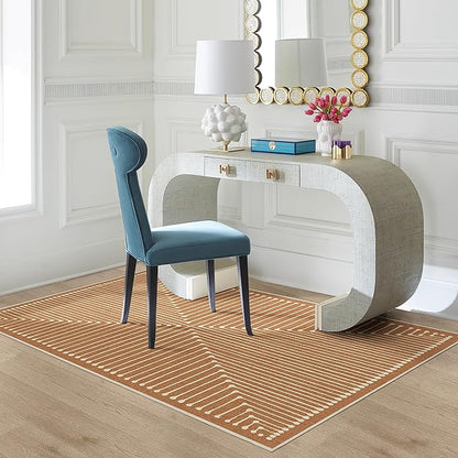 RUGGABLE x Jonathan Adler Machine Washable Modern Area Rug – Inkdrop Copper 4x6, Stain-Resistant, Non-Slip – Medium Rugs for Living Room, Bedroom, Hallway, Entryway & Office–with Standard Pad
