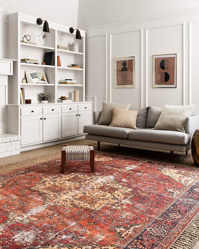 Loloi Loren Collection LQ-07 Red/Navy 8'-4" x 11'-6" Area Rug