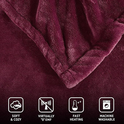 Beautyrest Heated Electric Blanket for Cold Weather, Fast Heating Heated Blanket, Auto Shut Off, Virtually Zero EMF, Multi Heat Setting, UL Certified, Red Twin (84 inx62 in)
