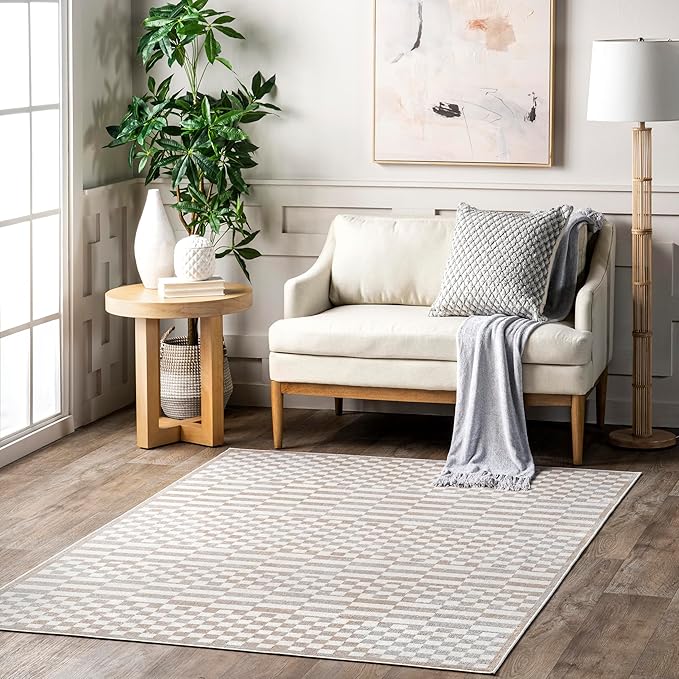 nuLOOM 2'6" x 10' Machine Washable Stain-Resistant Area Rug Medium Profile for Living Room, Bedroom, and Dining Room, Nikita Beige