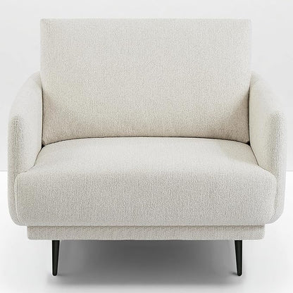 Mid-Century Accent Chair,Modern Oversized Armchair for Living Room,Comfy Upholstered Reading Accent Chairs for Bedroom,Single Sofa Chair (Beige-1PACK)