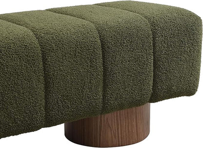 Christopher Knight Home Manila 50" Boucle Fabric Dining Bench, Rectangular Upholstery Ottoman Bench, Bedroom End of Bed Footstool, Living Room Extra Seat Footrest, No Assembly Needed, Jungle Green