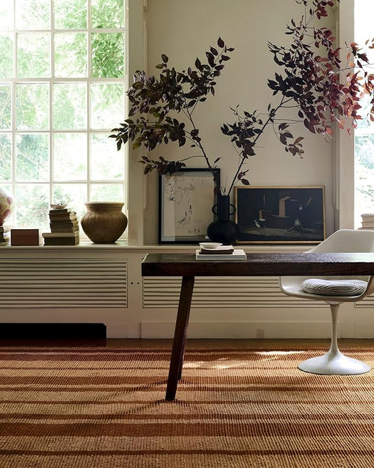 Loloi Leanne Ford Weatherstaff Collection WTS-04 Cinnamon/Natural 8'-6" x 11'-6" Area Rug Jute, Striped, Neutral, Living Room, Bedroom, Dining Room