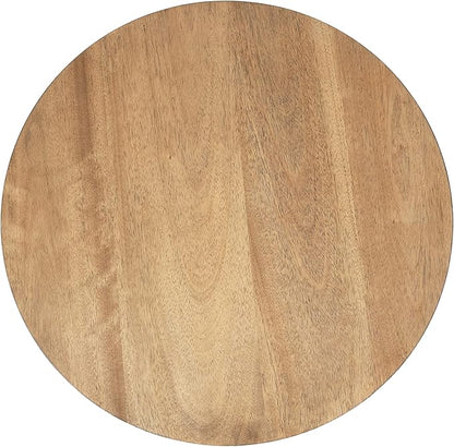 Kate and Laurel Foxford Tiered Round Side Table; 22 x 22 x 24; Natural Brown; Transitional Two-Tier Circle Nightstand Table with Storage and Resilient Wood Construction for Bedroom Decor