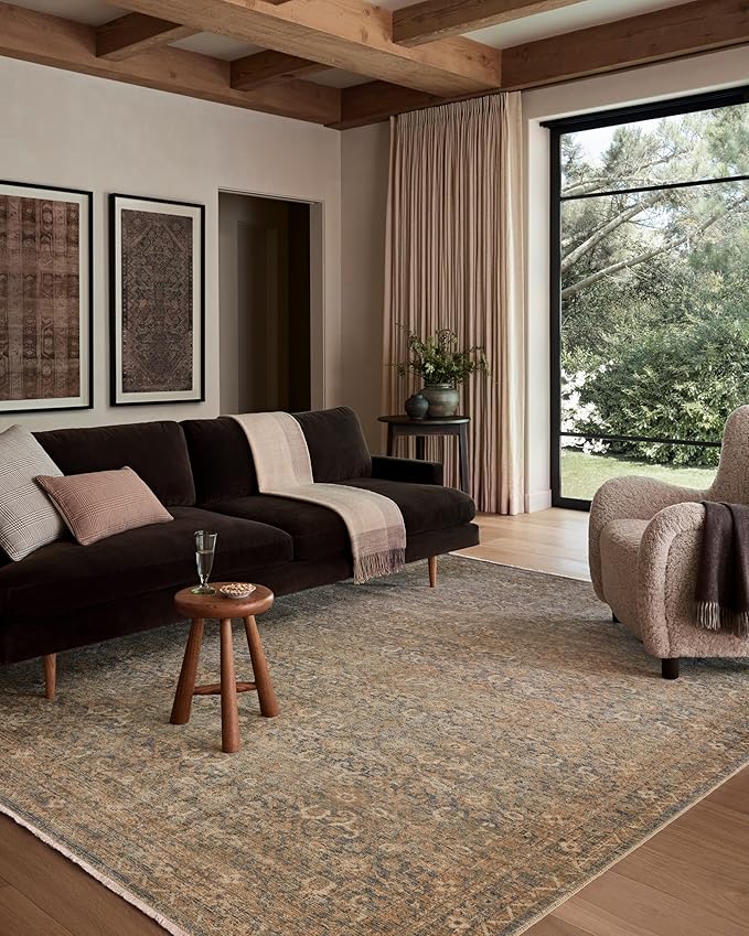 Loloi Amber Lewis Molly Collection MOL-02 Denim/Gold 11'-6" x 15'-6" Low Pile Area Rug