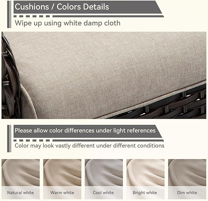 Outdoor Swivel Rocker Patio Chairs Set of 2 - Outdoor Wicker Patio Conversation Sets 2 Pieces with Olefin Fabric Cushions Suitable for Backyard Deck and Porch, Beige