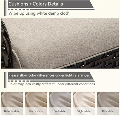 Outdoor Swivel Rocker Patio Chairs Set of 2 - Outdoor Wicker Patio Conversation Sets 2 Pieces with Olefin Fabric Cushions Suitable for Backyard Deck and Porch, Beige