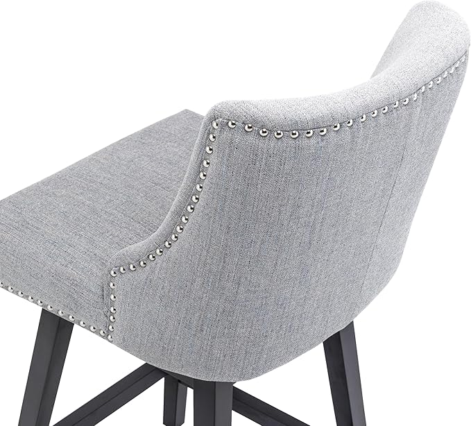 Bar Stool, 26 Inch Upholstered Barstools with 13.8" High Back and Footrest, Swivel Counter Height Barstools for Kitchen Island Home Bar Performance Fabric Gray