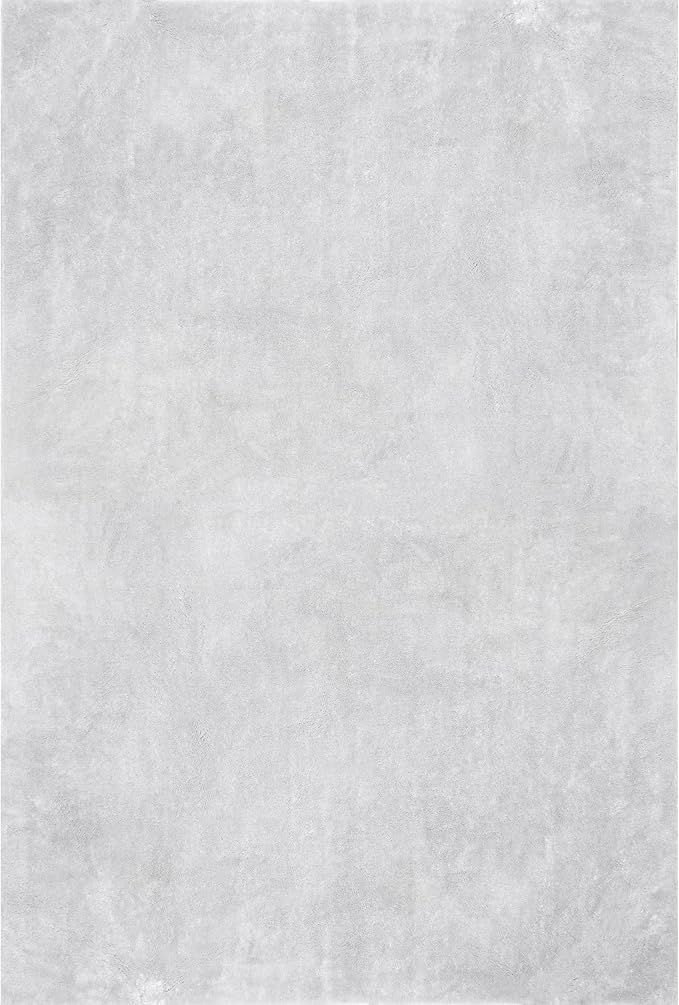 nuLOOM 5' x 8' Cozy Plush Area Rug, Machine Washable, Non-Slip, Soft Fluffy Shag Carpet for Living Room Bedroom Kids Room Nursery Home Decor, Loni Light Grey