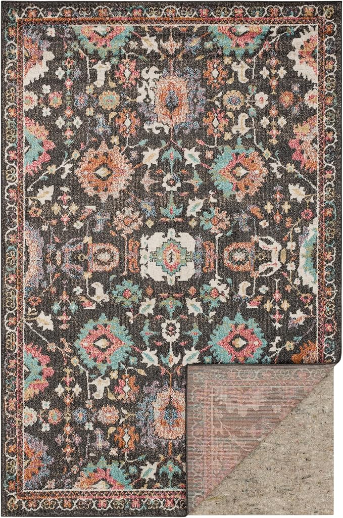 Mohawk Home 2' x 20' Non Slip Grip Rug Pad 1/4" Thick Dual Surface Felt Cushion + Rubber Gripper - Safe for All Floors