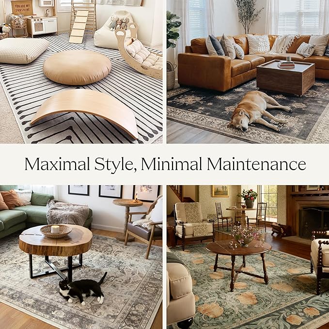 RUGGABLE x Jonathan Adler Washable Modern Area Rug – Op Art Teal 3x5, Stain-Resistant, Non-Slip – Small Machine Washable Rugs for Living Room, Bedroom, Hallway, Entryway & Office–with Cushioned Pad