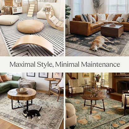 RUGGABLE x Jonathan Adler Machine Washable Modern Area Rug – Inkdrop Lapis Blue 2x3, Stain-Resistant, Non-Slip – Small Rugs for Living Room, Bedroom, Hallway, Entryway & Bathroom–with Standard Pad