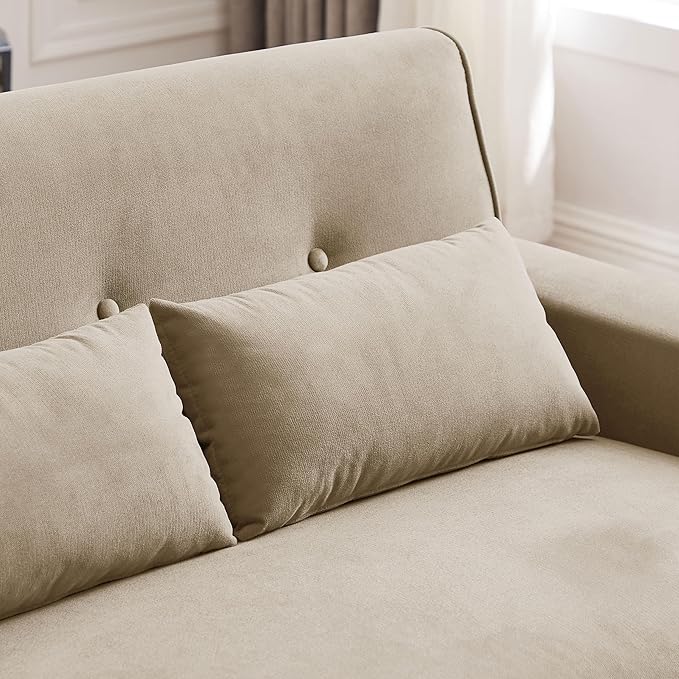 48.8" Small Loveseat Sofa, Mid Century Modern Love Seat Couch with Back Cushions and Plastic Legs, 2 Seater Couches for Living Room, Bedroom, Small Spaces, Beige