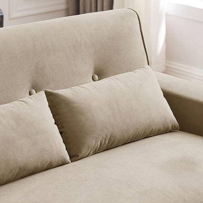 48.8" Small Loveseat Sofa, Mid Century Modern Love Seat Couch with Back Cushions and Plastic Legs, 2 Seater Couches for Living Room, Bedroom, Small Spaces, Beige