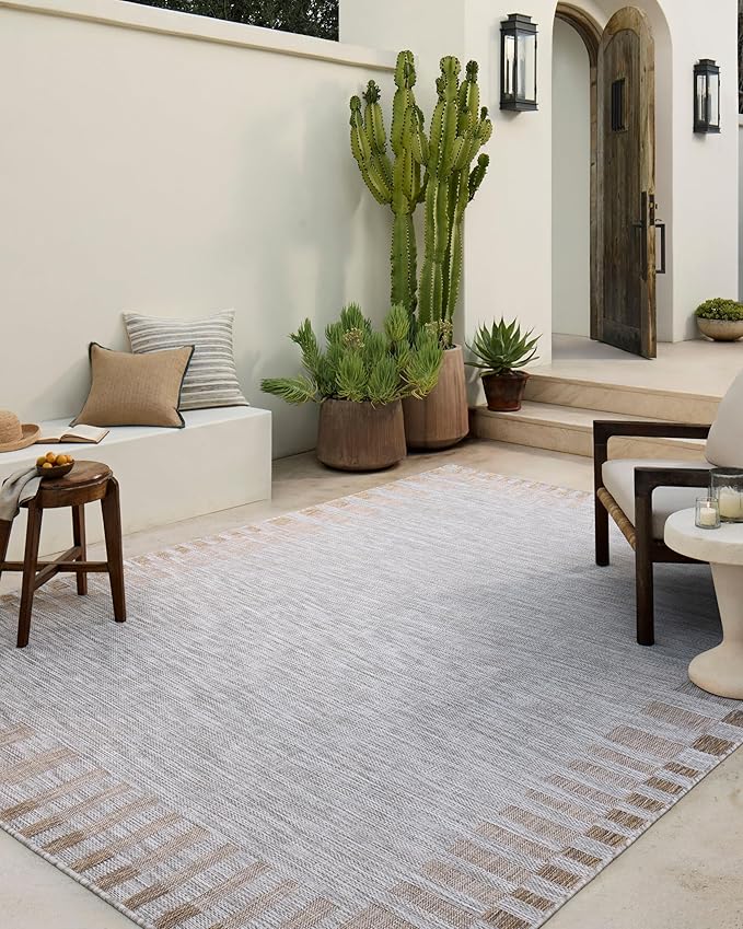 Loloi Amber Lewis Topanga Collection TOP-08 Silver/Natural 7'-10" x 10' Indoor/Outdoor Area Rug