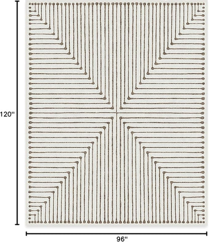 RUGGABLE x Jonathan Adler Machine Washable Modern Area Rug – Inkdrop Camel & Ivory 8x10, Stain-Resistant, Non-Slip – Large Rugs for Living Room, Bedroom, Hallway, Entryway & Office–with Standard Pad