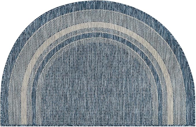 Unique Loom Outdoor Border Collection Area Rug - Soft Border (2' 7" x 4' 1" Hearth Blue/Ivory) (Pack of 2)