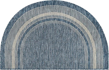 Unique Loom Outdoor Border Collection Area Rug - Soft Border (2' 7" x 4' 1" Hearth Blue/Ivory) (Pack of 2)