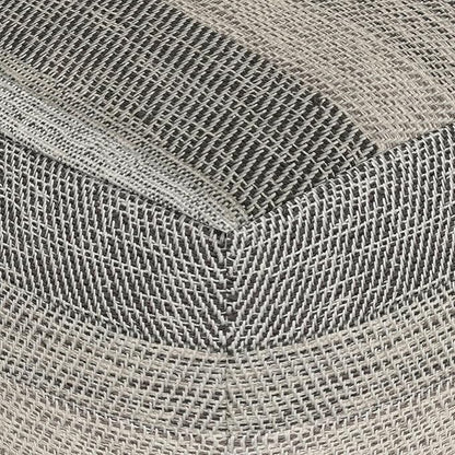 SIMPLIHOME Clay Boho Square Pouf in Grey Melange Cotton for the Living Room, Bedroom and Kids Room