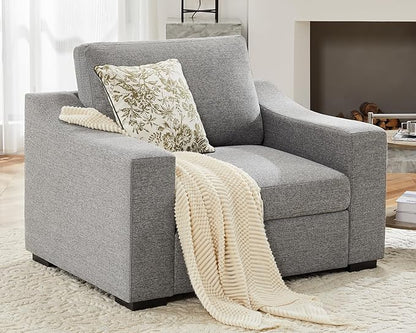 ABCASA 47" W Oversized Accent Chair, Comfy Upholstered Sofa Chair with Large Seat and Wide Armrest, Pet-Friendly Modern Lounge Armchair for Living Room/Apartment/Bedroom, Premium Linen, Grey
