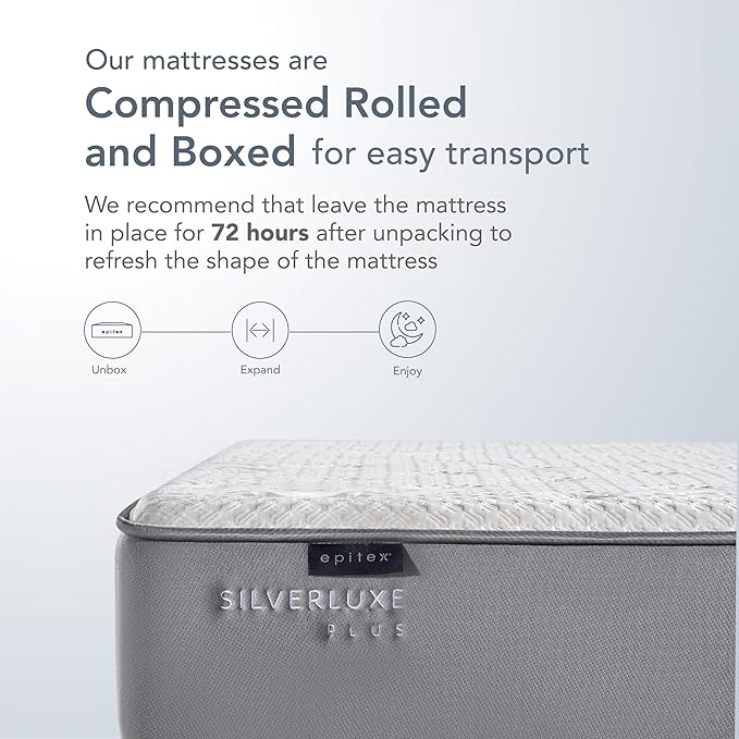 EPITEX Silverluxe Plus Twin Mattress 10 Inch, Gel Memory Foam Twin Mattress in a Box, Individual Pocket Spring for Low Motion Transfer, Medium Firm Mattress, Gray