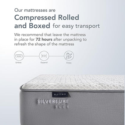 EPITEX Silverluxe Plus Full Size Mattress, 10 Inch Cooling Gel Memory Foam Full Mattress in a Box, Individual Pocket Spring for Low Motion Transfer, Medium Firm Mattress, Gray