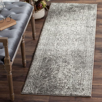 SAFAVIEH Evoke Collection 2'2" x 7' Grey/Ivory EVK256D Oriental Distressed Non-Shedding Living Room Entryway Foyer Hallway Bedroom Runner Rug
