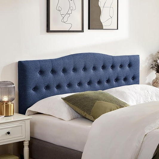Tufted Upholstered Headboard Twin Size, Sturdy and Durable Solid Wood Twin XL headboard, Fabric Headboard Adjustable Height from 37” to 51”, Modern Button Diamond Design Head Board, Blue