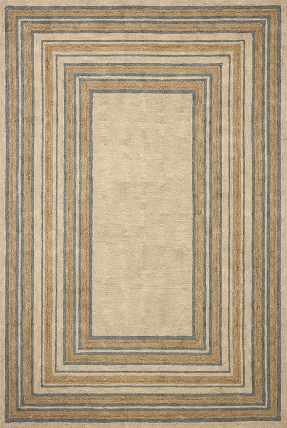 Loloi Chris Loves Julia Alfie Collection ALF-05 Natural/Multi 2'-6" x 7'-6" Runner Rug Wool Neutral Living Bedroom Dining Carpet