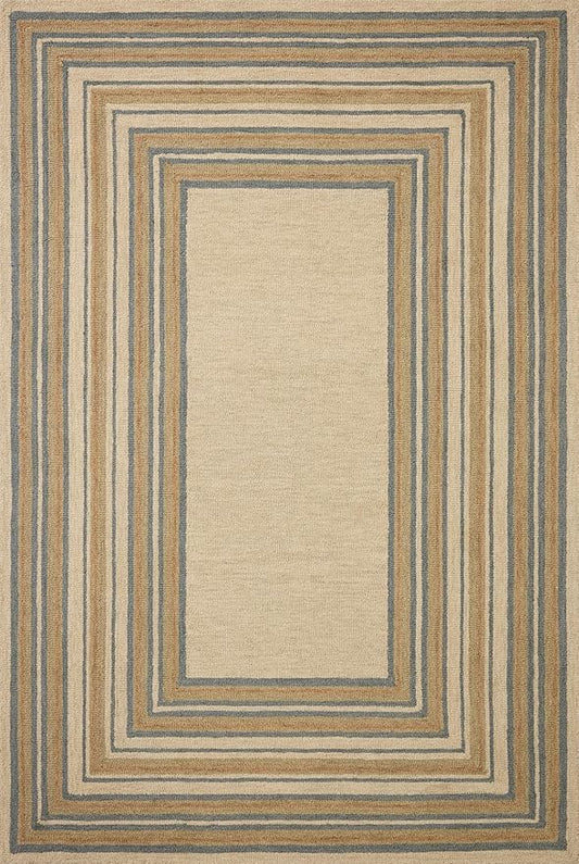 Loloi Chris Loves Julia Alfie Collection ALF-05 Natural/Multi 2'-6" x 9'-9" Runner Rug Wool Neutral Living Bedroom Dining Carpet