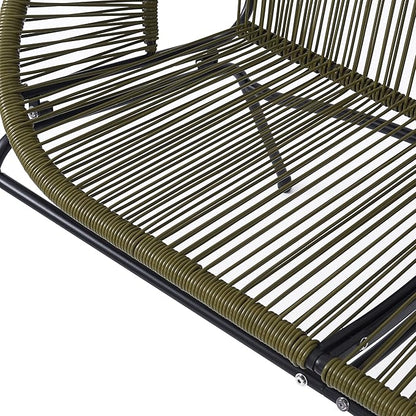 Christopher Knight Home Dessa 3 Piece Patio Furniture Set, Patio Wicker Accent Chair Set of 2 and Loveseat, Metal Frame 4 Seater Outdoor Papasan Lounge Chair Set, PE Rattan Outdoor Bistro Set, Green