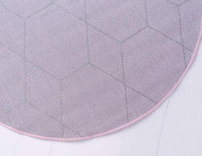 Unique Loom Trellis Frieze Collection Area Rug - Geometric (5' 1" Round, Light Pink/ Ivory)